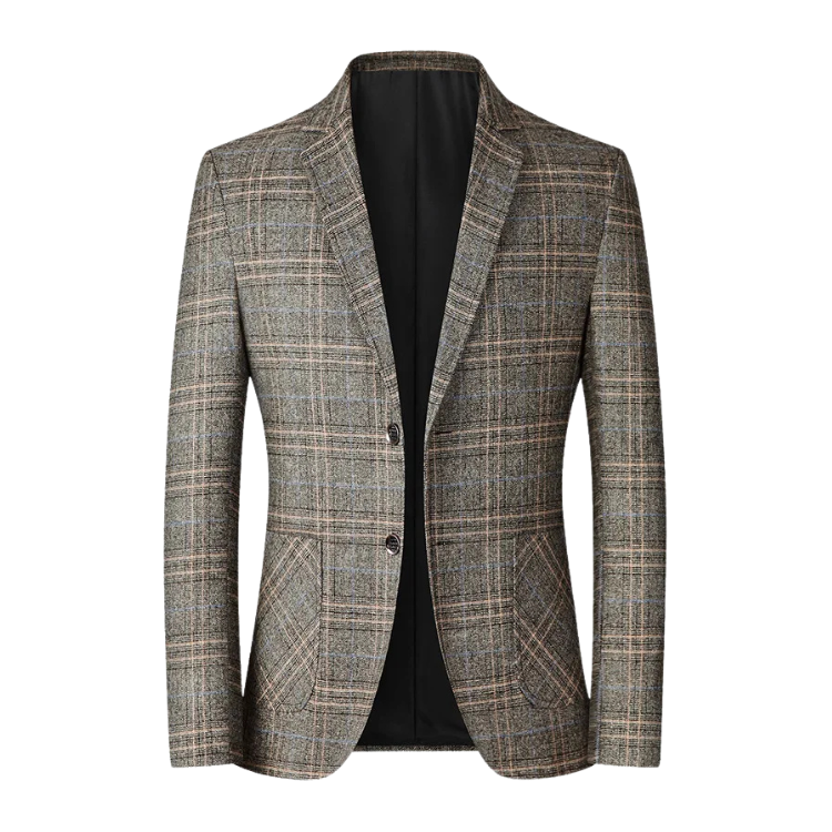 Blazer Masculino em Lã Quadriculado Luzatti LZ031, modelagem slim fit, tecido premium e estampa clássica para um visual moderno e sofisticado.