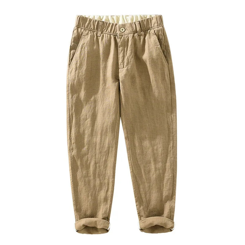 Calça de Linho Masculina Luzatti LZ009, modelagem sofisticada, tecido premium e acabamento refinado para um visual elegante e confortável.