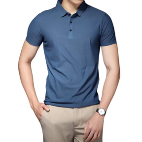 Camisa Polo Masculina em Seda Gelo Luzatti LZ023, tecido leve e respirável, design sofisticado e toque suave para máximo conforto.