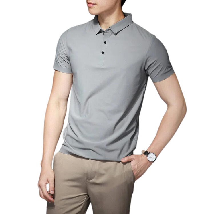 Camisa Polo Masculina em Seda Gelo Luzatti LZ023, tecido leve e respirável, design sofisticado e toque suave para máximo conforto.