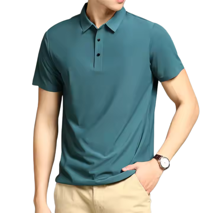 Camisa Polo Masculina em Seda Gelo Luzatti LZ023, tecido leve e respirável, design sofisticado e toque suave para máximo conforto.