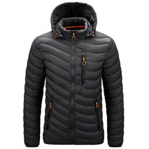 Jaqueta puffer masculina Rauffstein RS090 preta, com capuz e isolamento térmico para frio intenso.