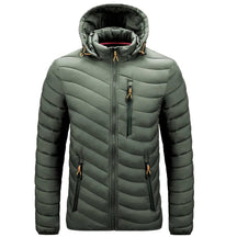 Jaqueta puffer masculina Rauffstein RS090 preta, com capuz e isolamento térmico para frio intenso.